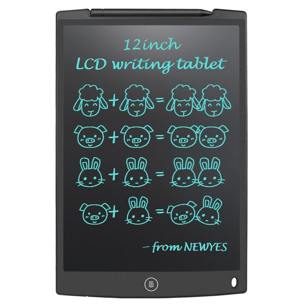 12-tommers LCD Skrivebrett Elektronisk Tegnebrett Digital Grafisk Håndskriftplate Black