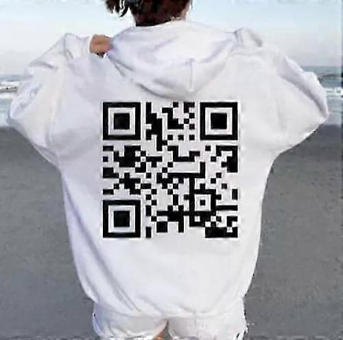 [LCS]F**k You Qr Code Hettegenser, Qr Scan Code Vits Morsom Hettegenser Unisex, Vinter Tykk Genser Topper White 4XL