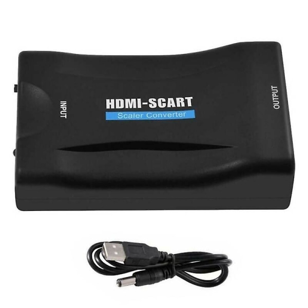 HDMI till SCART Adapter HD Video Audio Slap-up Converter USB Kabel TV DVD HDTV Ny