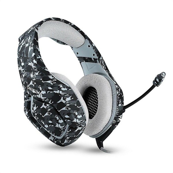 Kamouflage 3.5mm Gaming Headset Mikrofon LED Hörlurar För PC Laptop PS4 GRAY