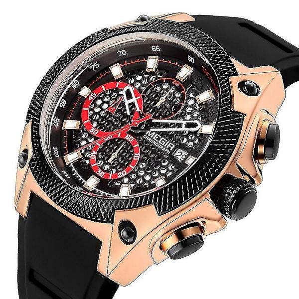 MEGIR 2127 Mode Herrklocka Multifunktionell Kronograf Sport Quartzklocka