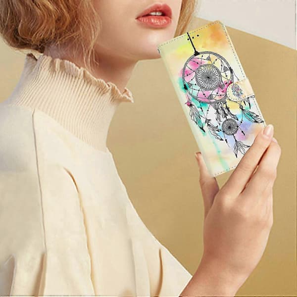 [LCS]Galaxy A17 Pung Etui PU Læder Mønster Stand Cover med Rem til Fro Multicolor Wind Chime