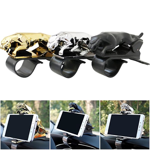 Bil Leopard Formet Telefonholder Klips Justerbar Bil Instrumentbræt Telefon Navigation Klips Stand Black