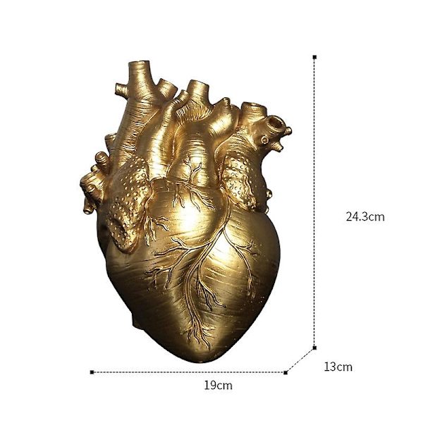 Kreativ Planteringskruka Simulation Hjärta Formad Vas Resin Anatomisk Organ Blomkruka Ornament För Gold L