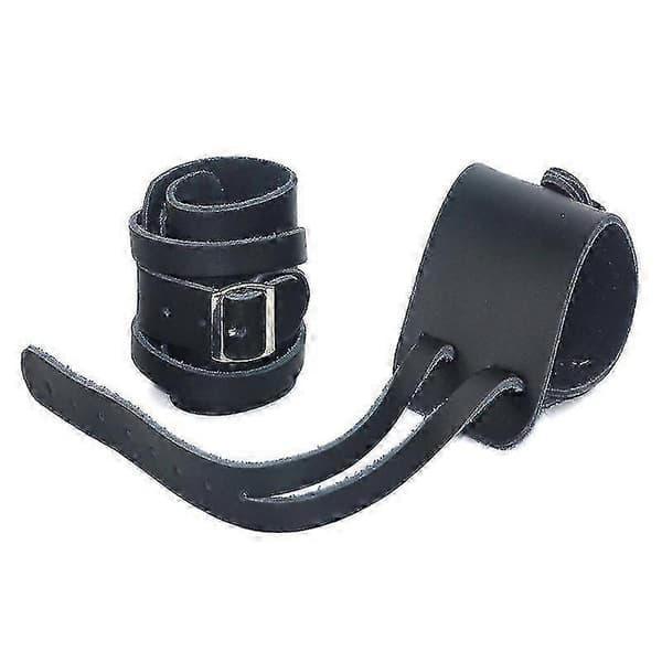 1 par håndledsstøtte vægtløftning vikling armbind PU læder styrketræning støtte Black