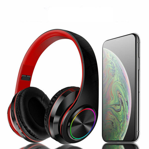 Trådlösa Hörlurar Headset Red Black