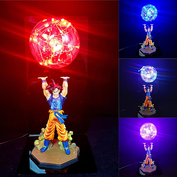 Dragon Ball Lampa Goku Styrkebomber Luminaria Skrivbordslampa Dekorativa Lampor Barn LED Nattlampa Blue UK Plug