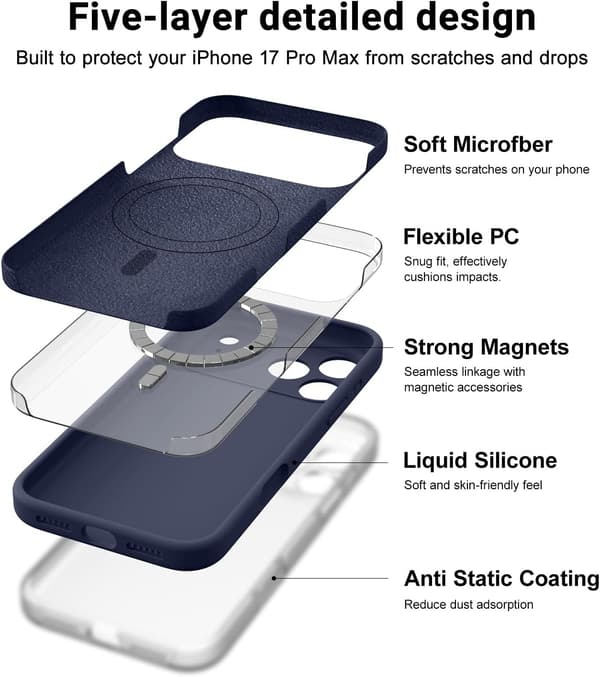 [LCS] Ultratynt MagSafe-deksel i flytende silikon til iPhone 17 Pro Max - Midnattsblå iPhone 17 Pro Max iPhone 17 Pro Max bleu nuit