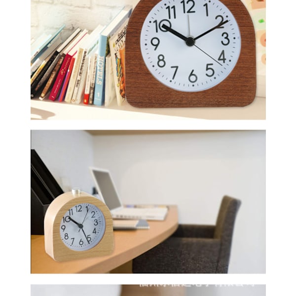 Oval Kreativt Quartz Vækkeur, Stille Soveværelse, Sengelampe Dovenskabsuhr, Retro Søvnig Studerende Ægte Bordur - Brun