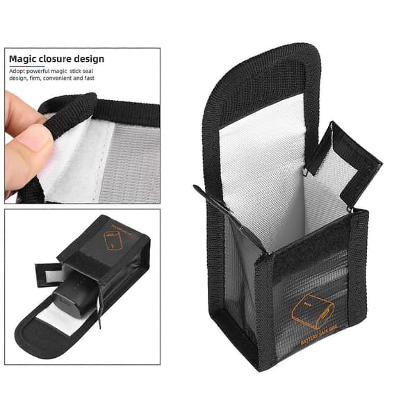[LCS] Brannsikker Lipo Safe Bag for Lipo Batterioppbevaring og Lading, Solid Lipo Batteribeskyttelse (9x11,3x5cm) Black S