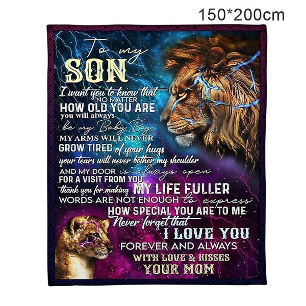 Till min son jag vill att du ska veta att oavsett hur gammal du är kommer du alltid att vara min baby lejonmamma 140x180cm