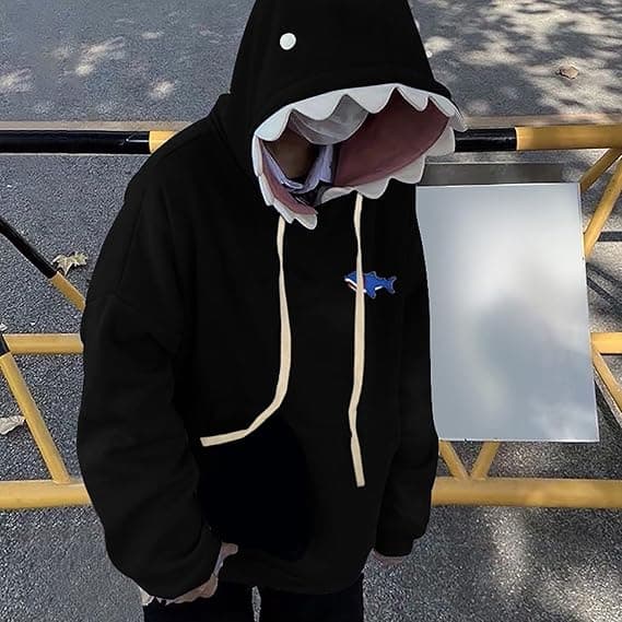 [LCS]Sød Haj Hoodie til Kvinder Sort Black L