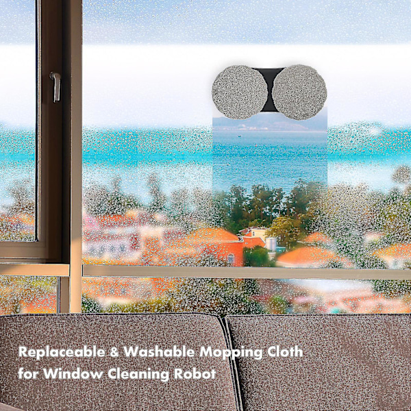 12 st Tvättbara Moppdukar Ersättning för Hobot 168/188 Fönsterputsningsrobot Mikrofiber Moppdynor Återanvändbara Tillbehör-yuhao 6 PCS