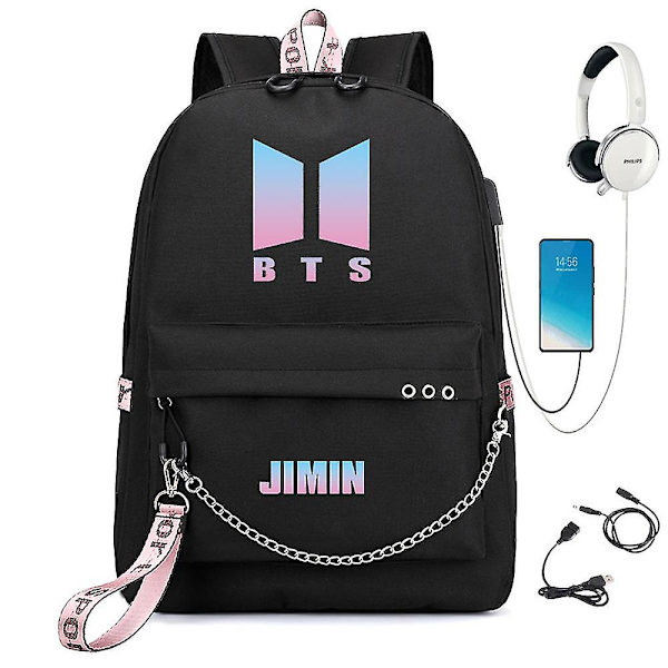 Bts Ryggsäck Söt USB Laddning Skolväska Style25
