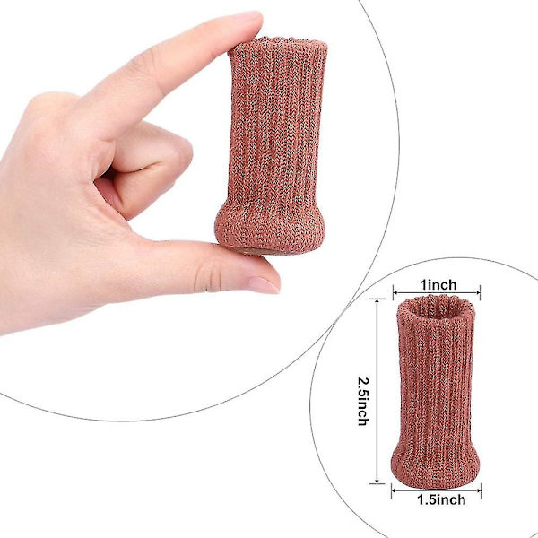 [LCS] 24 Stykker Stolebenbeskytter Strikkede Møbelfodstrømper Platform Møbelsko Brick Red