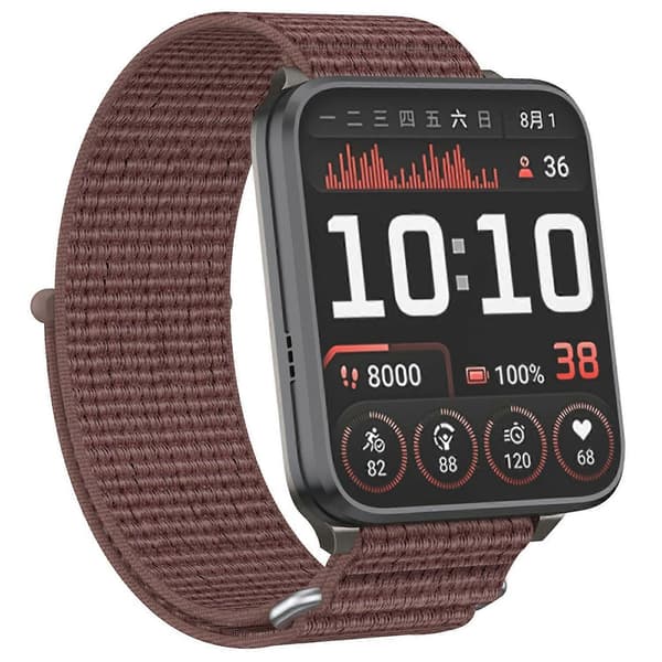 Til Garmin Venu X1 Håndledsrem Magic Tape Nylon Loop Urrem med Metalring Multicolor Smoky Purple