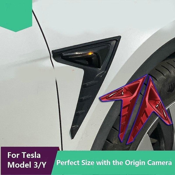 Tesla Model 3 / Y 2021 kamera flanker bil sidovinge panel skydd spoiler dammskydd dekoration modifiering tillbehör Carbon black-matte