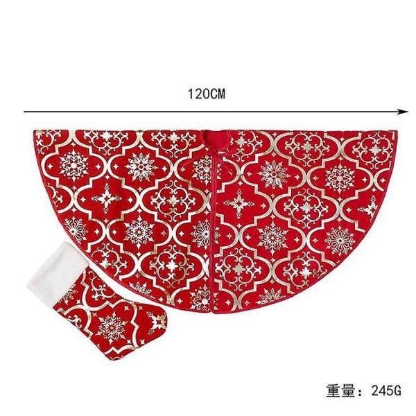 Juletre Dekor Skjørt Base Gulvmatte Deksel Pynt Hjemme Ornament Red