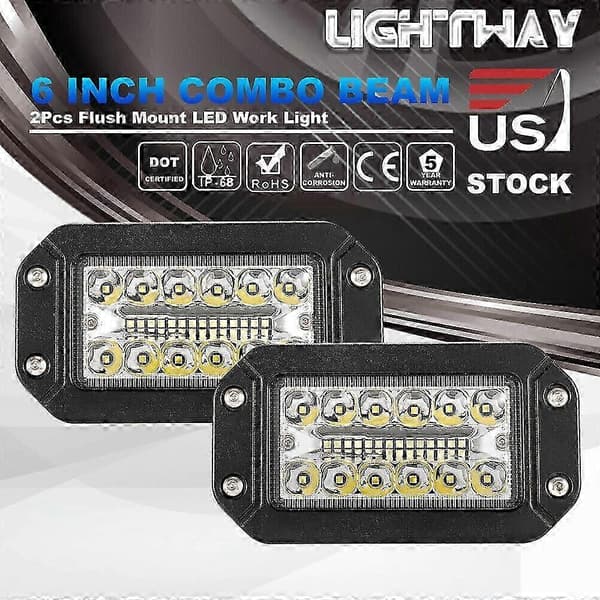 2 stk 12V 6 tommers innfelt arbeidslys 26 LED Supersterke spotlight bilfrontlykter