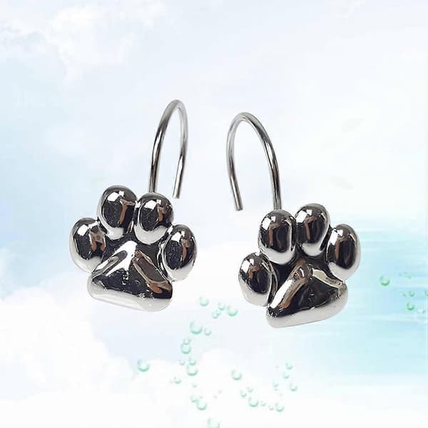 [LCS]12 st gardinstångskrokar Duschdraperistångsskydd Kattduschdraperikrokar Duschringar Tassavtryck Polerade duschdraperikrokar Silver 12 pcs