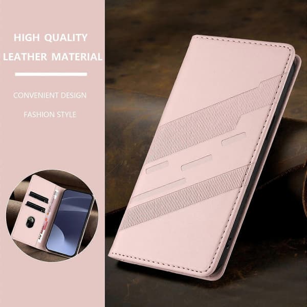 [LCS]Etui til iPhone 15, blødt PU-læder Folio Flip Kickstand Stødsikkert telefonetui - Mørkegrøn Pink