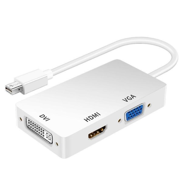 MINI DP Uros HDMI DVI VGA Naaras Adapterimuunnin white