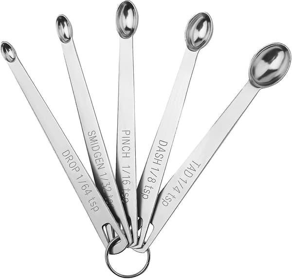 [LCS] Mini måleskjeer med 1 ring, 1/64, 1/32, 1/16, 1/8, 1/4