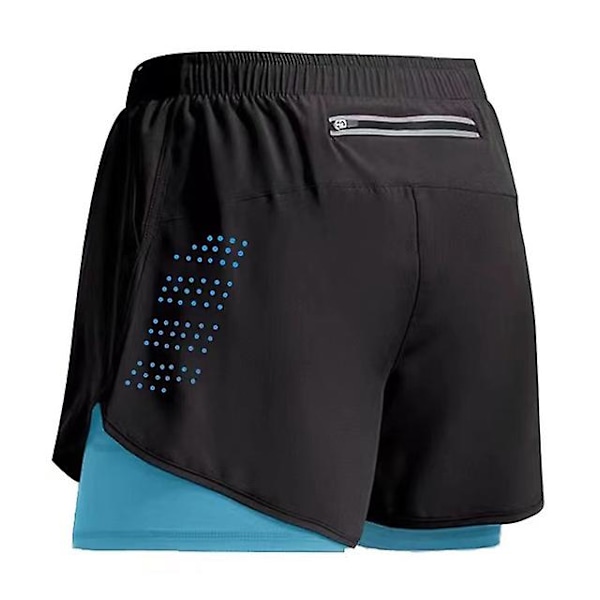 Sports Shorts til mænd 2023 - Dobbeltlags træningsshorts, sommer 2-i-1 strandtøj, jogging, fitness, løb, Z XXL Fluorescent blue XXL