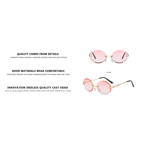 Fashionabla Retro Trendiga Runda Metallbågar Damsolglasögon pink