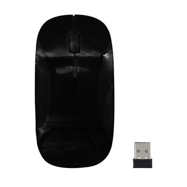 Trådlös datormus 1600 dpi USB optisk 2,4g mottagare Super slimmad mus för pc bärbar dator（svart）