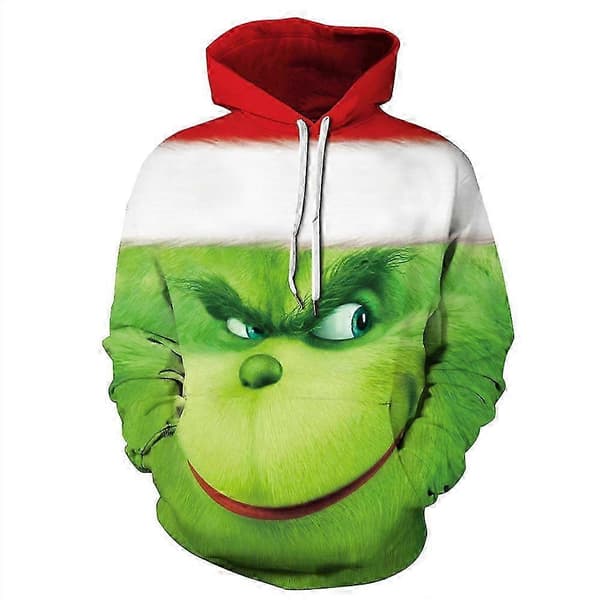 Unisex Børn The Grinch Hættetrøje Trykt Pullover Lomme Sweatshirt C 9-10Y