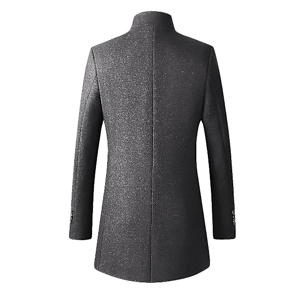 Slim Fit Ullfrakk med Ståkrage for Menn, Høst Grey M