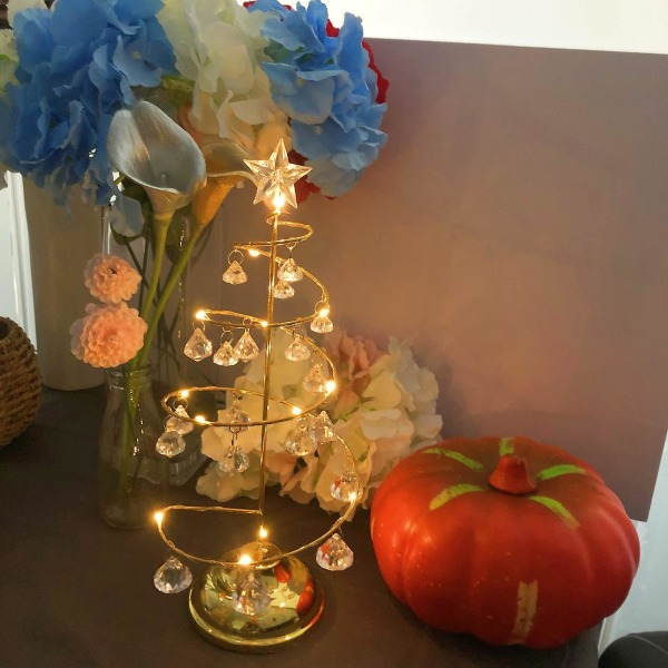 Metall Juletréformet LED Bordlampe Lysende Juletré Med Krystallanheng Nattlys For Soverom gold