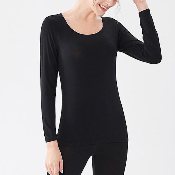 Naisten erittäin ohuet lämpökerrasto Modal-alusvaatesetit Black 2XL