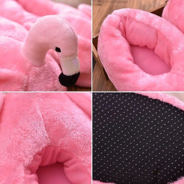Vinter Tecknad Flamingo Kvinnlig Hem Tofflor Luriga Varma Skor