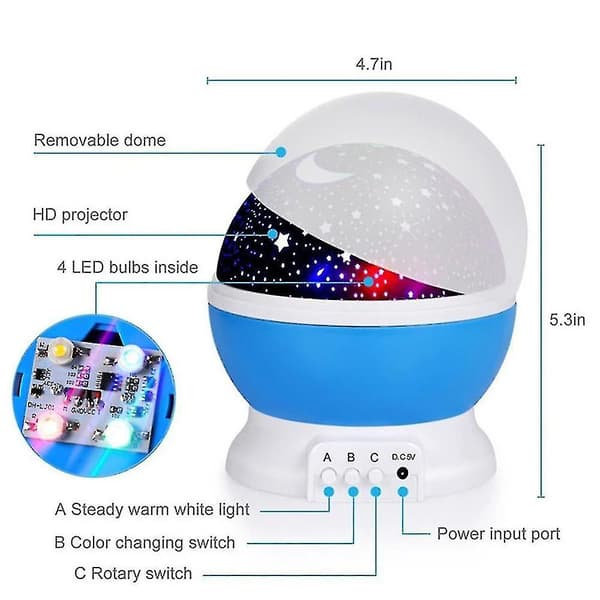 [LCS]Led Stjernehimmel Projektionslampe Roterende Projektionslampe USB Strømforsyning blue