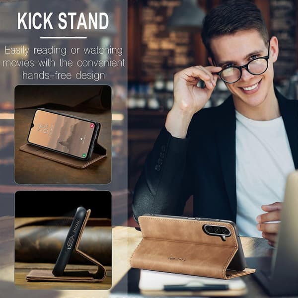 [LCS] För Samsung Galaxy A17 5G Plånboksfodral PU Läder Telefonfodral Stativ Brown