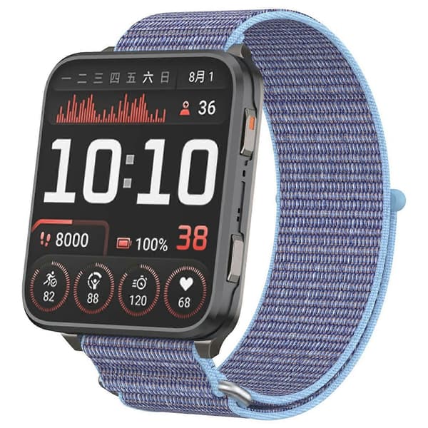 [LCS] Til Garmin Venu X1 Håndledsrem Magic Tape Nylon Loop Urrem med Metalring - Blå Multicolor Blue