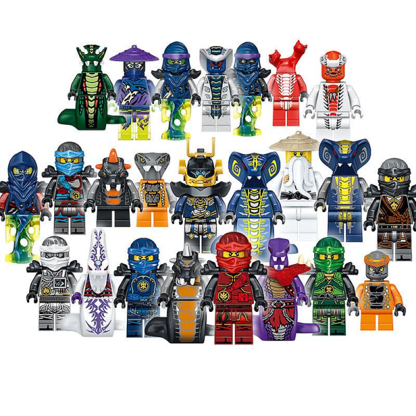 24 st Pack Ninja Figurer Set, Byggstenar Figurer Leksak