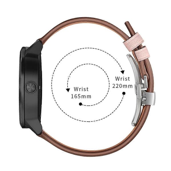 [LCS]20mm Top-layer koskind ægte læder urrem erstatning til Garmin Vivoactive 3 Vivom Multicolor Silver+Pink