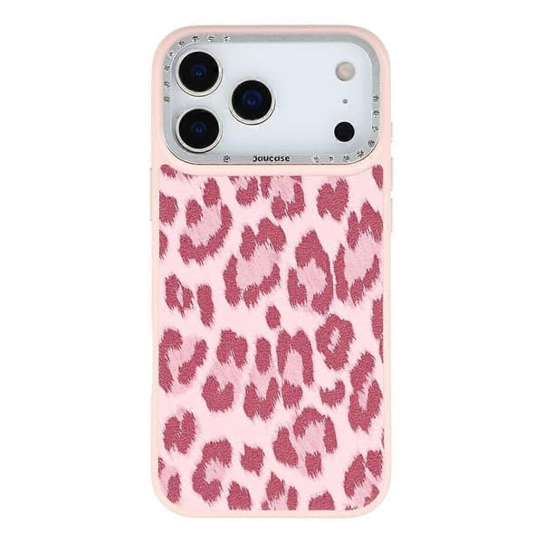 [LCS]JAUCASE Kompatibel med iPhone 17 Pro Max Magnetisk Deksel Leopardmønster PU + TPU + PC Telefonbakdeksel Pink