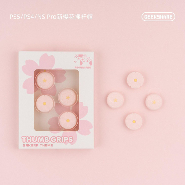 Katt hund tumgrepp sticka lock joystick skydd Kompatibel med sony playstation 5/4/3 ps5/ps4/ps3/xbox 360/ns pro controller tumspak fodral New pink sakura