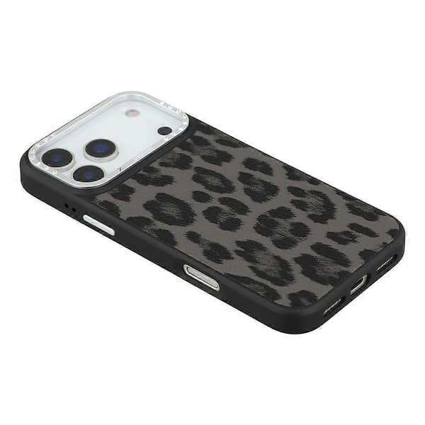 JAUCASE Kompatibel med iPhone 17 Pro Max Magnetisk Deksel Leopardmønster PU + TPU + PC Telefonbakdeksel Black
