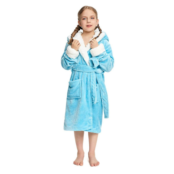 Reedca Piger Enhjørning Morgenkåbe Blød Hætte Badekåbe Nattøj Loungewear Gaver Til Piger Småbørn Børn Sherpa Blå Enhjørning 3-4 Years