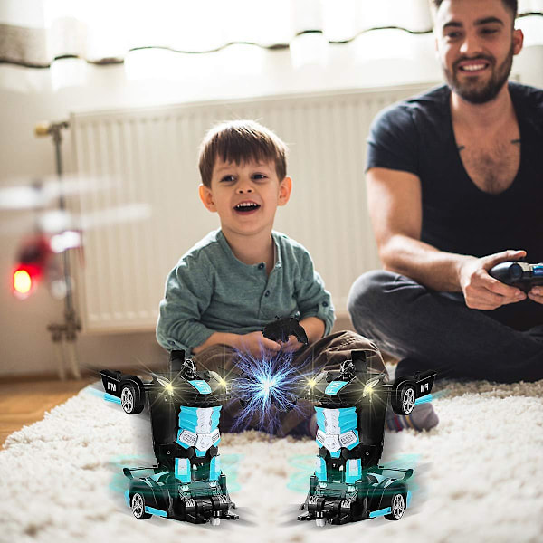 Fjärrstyrd Bil, Transformerande Robot RC Bilar för Barnleksaker, 2.4ghz 1:18 Skala Racerbil Med Enknapps Deformation, 360-gradersdrift Blue Black