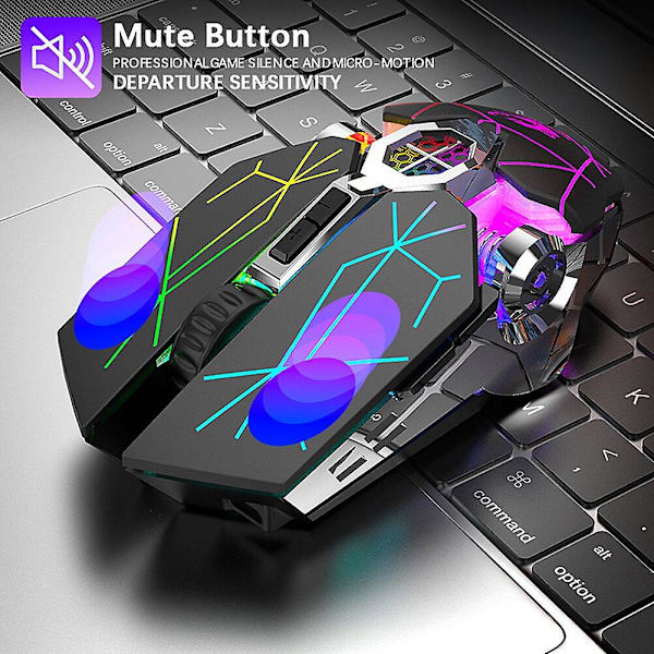 Trådlös Gamingmus 2.4G 2400DPI USB Uppladdningsbar Tyst Bakgrundsbelyst Möss Valfri Mus Bluetooth för