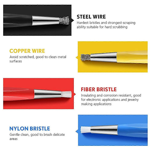 [LCS]4 stk./sæt Rustfjernelsesbørste Pen Glasfiber / Messing / Stål / Nylon Børste Pen Form Urdele Polering