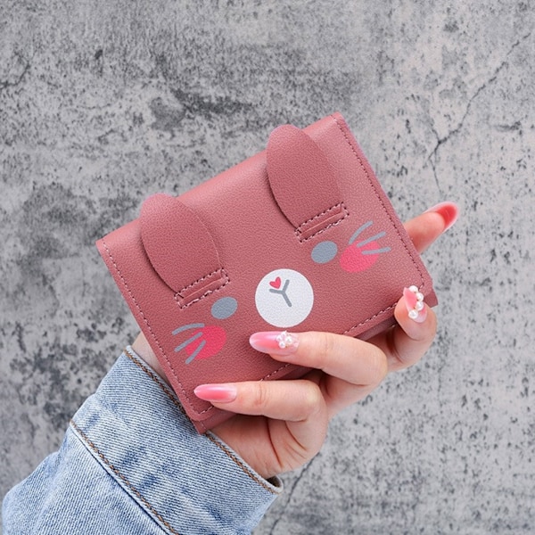 Käytännöllinen opiskelijan kolikkokukkaro söpöllä kuviokorttikotelolla naisille ja tytöille 0.09 Pink
