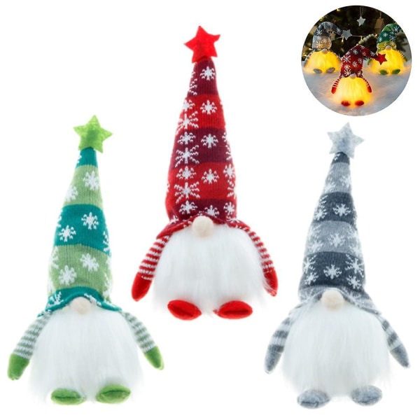 Belyst Jul Tomte Santa Ljus Upp Elf Julklapp Dekorationer Green