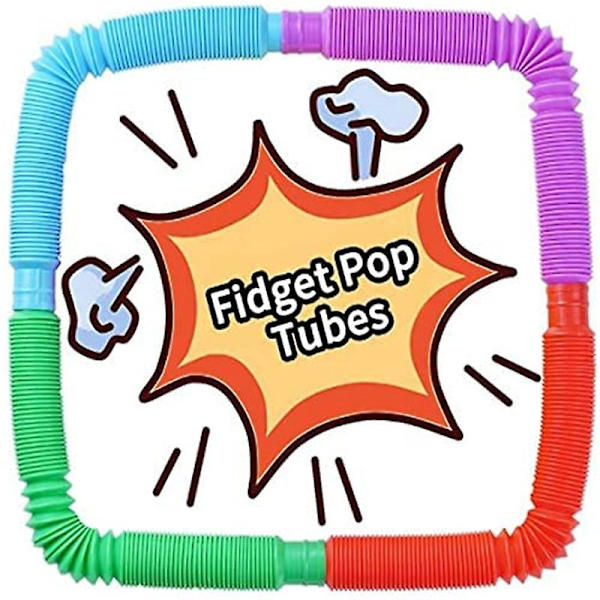 6-pack Pop Tubes Sensorisk Stress Relief Enkel Fidget Leksak Anti Ångest Teleskopisk För Barn Vuxna
